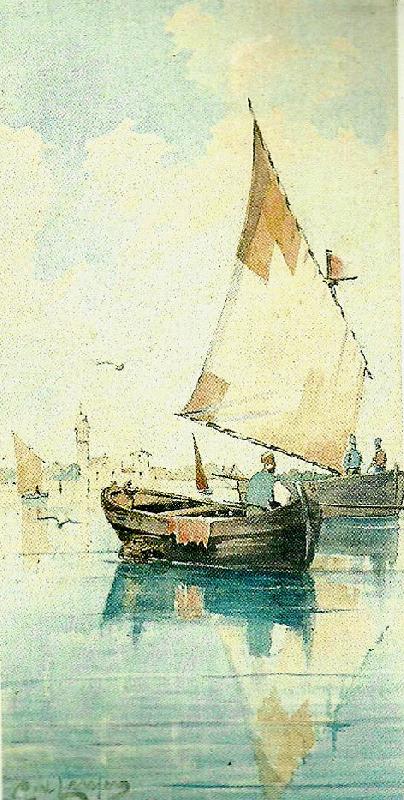 Carl Larsson segelekor vid sydlandsk stad oil painting picture